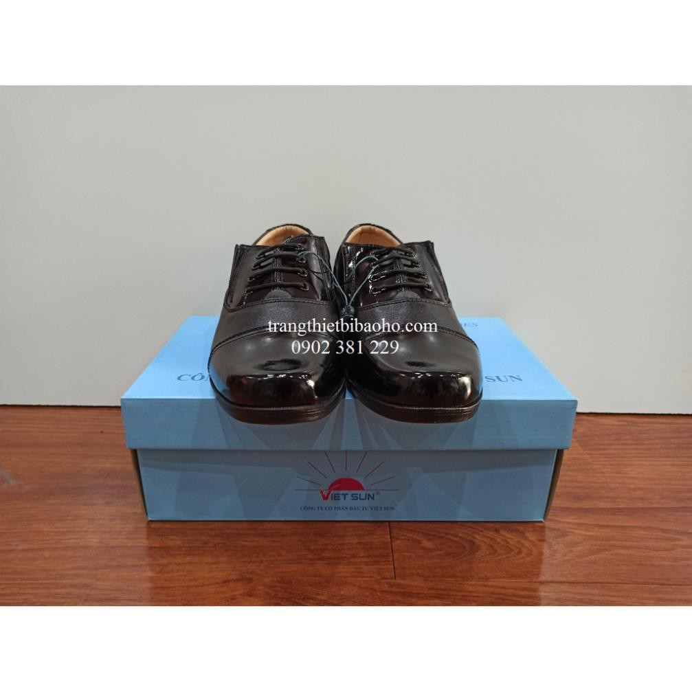 Giày bảo vệ, giày da công sở đen Vietsun Tướng da bóng VS-020 - TẶNG XỎ GIÀY