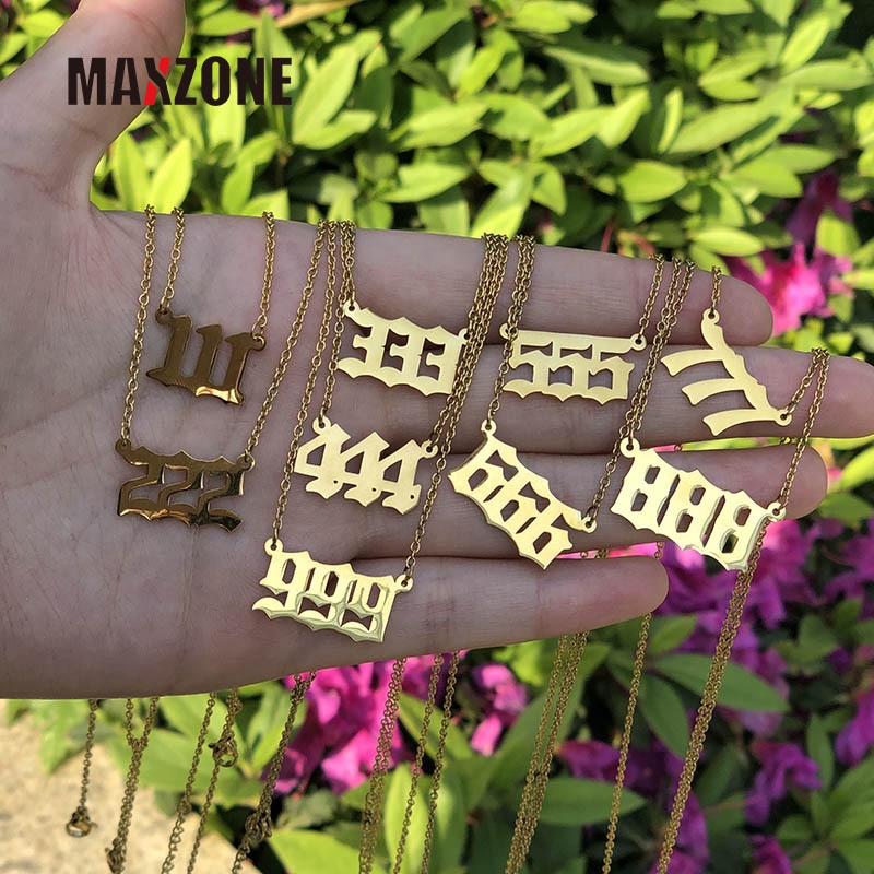Mặt Vòng cổ Hình Số Bằng Thép Không Gỉ Mạ Vàng 111 222 333 444 555 666 777 888 999