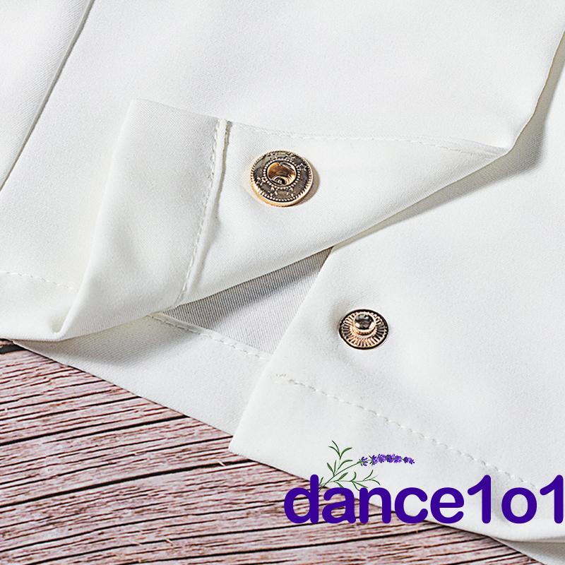 Áo Lửng Tay Ngắn Cài Nút Màu Trơn Khiêu Vũ1O1- Thời Trang Nữ