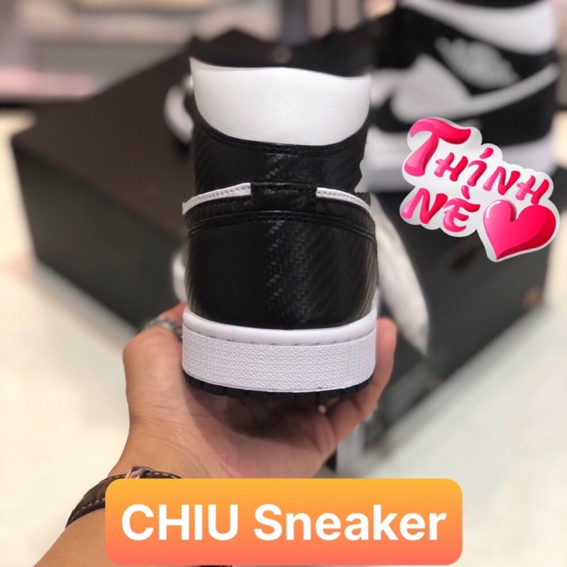 [ CHIU Sneaker ] Giày Sneaker Jordan 1 cổ cao carbon trắng đen phiên bản cao cấp giày thể thao jd1 mid