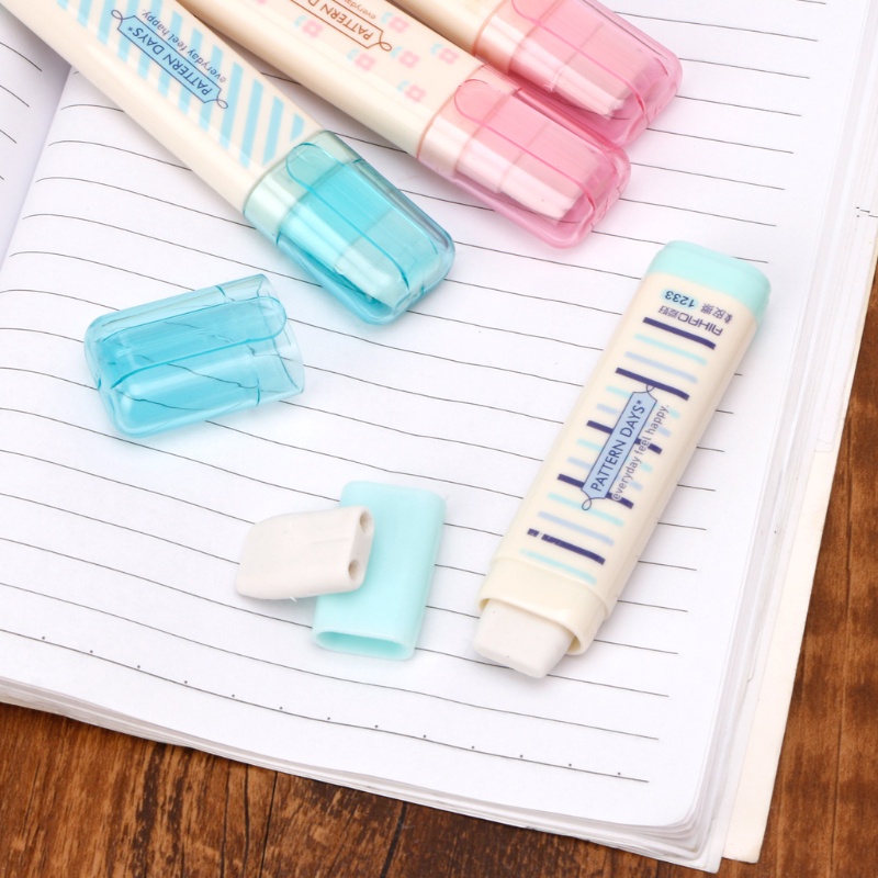 Gôm Tẩy Dạng Bút Chì Họa Tiết Sọc/Trái Tim/Bông Hoa Dễ Thương Cho Bé