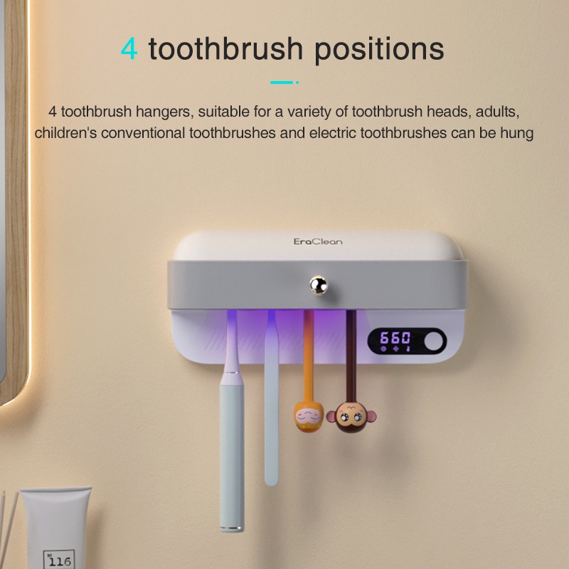 Giá đỡ bàn chải đánh răng ERACLEAN XD-TB01 diệt khuẩn bằng tia UV chất lượng cao
