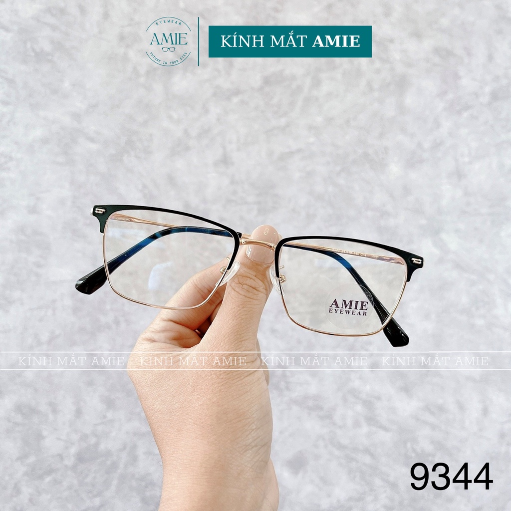 Gọng kính cận nam AMIE Eyewear mắt kính vuông gọng kim loại chắc chắn phụ kiện thời trang 9344