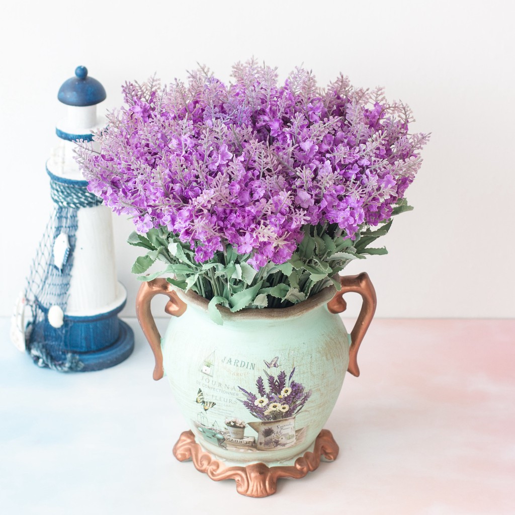 Hoa giả - Chùm hoa oải hương - Lavender siêu dễ thương, trang trí lọ hoa để bàn, hàng rào