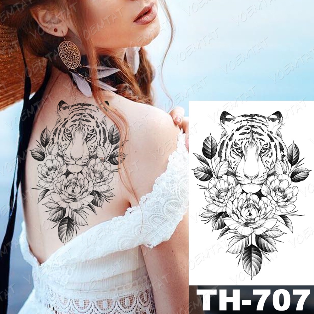 Hình Xăm Dán Tạm Thời Chống Nước Hình Con Hổ/Hoa/Mặt Trăng/Chim Trang Trí Nghệ Thuật Cho Cả Nam Và Nữ