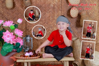 Áo Bà ba bé trai kèm khăn ( sét gồm áo quần và khăn rằn)