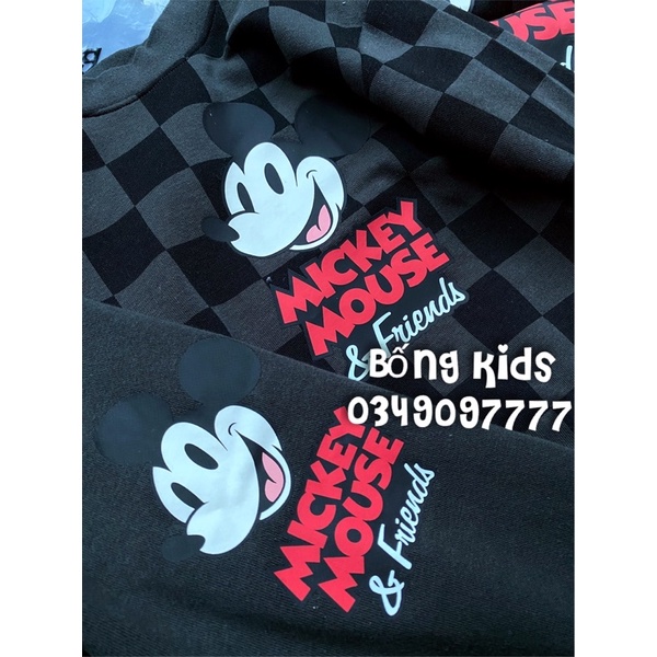 Bộ Nỉ Bé Trai Mickey Kẻ Ô Xám HaM
