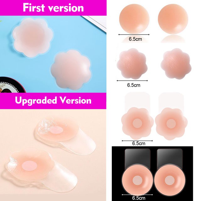 Miếng Dán Núm Vú Bằng Silicon Tự Dính Tái Sử Dụng Được 2023