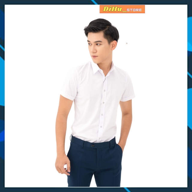 Áo sơ mi nam ngắn tay cổ bẻ vải cotton lụa thái chống nhăn chống xù lịch lãm DiHu_fashiom