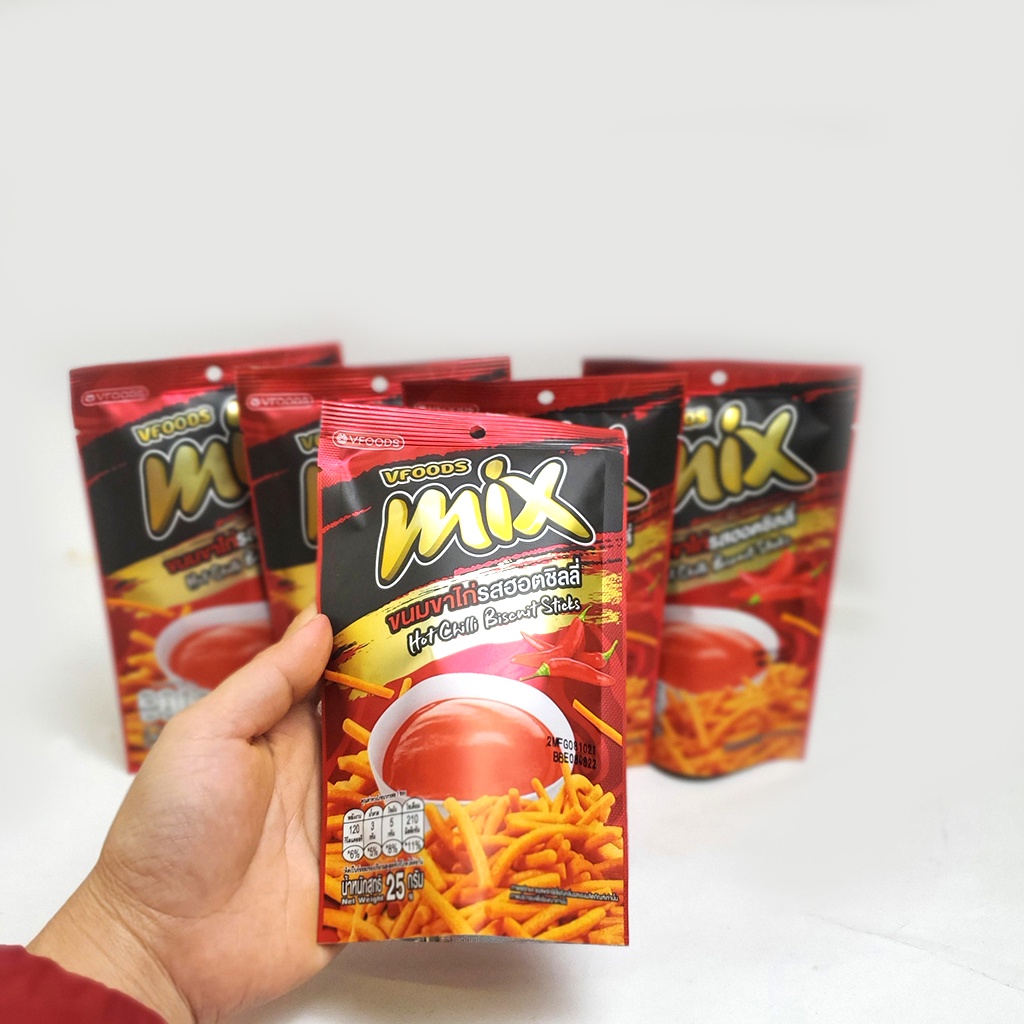 Snack tăm cay Mix bim bim que cay vfood vị ớt cay Thái Lan gói 25g - ăn vặt cô nương béo