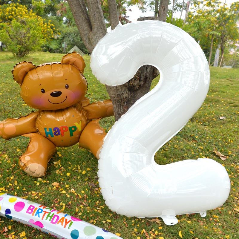 Bong Bóng Lõi Nhôm 32 Inch Màu Trắng Dùng Trang Trí Tiệc Sinh Nhật