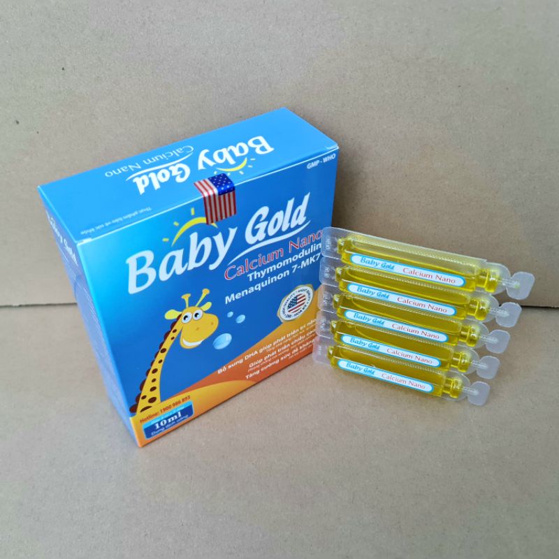 Baby Gold Calcium Nano bổ sung canxi, chống còi xương suy dinh dưỡng - Hộp 20 ống