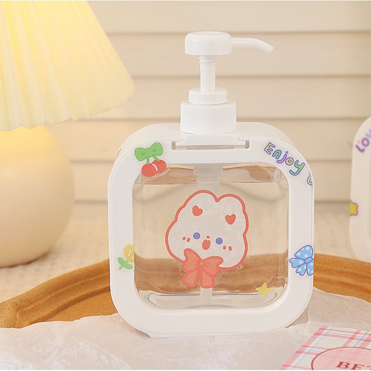 Bình chiết nước rửa tay 500ml, chai nhựa rỗng đựng nước rửa bát có vòi nhấn cute