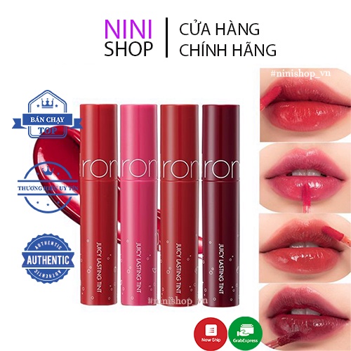 Son Tint bóng, siêu lì, căng mọng môi Hàn Quốc Romand Juicy Lasting Tint 5.5g 17 Plum Coke, 16 Corni Soda - NiNiShop