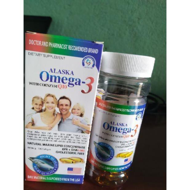 Dầu Cá Alaska Omega 3(100viên) - Bổ Não, Tăng Cường Thị Lực, Giảm Nguy Cơ Mắc Bệnh Tim Mạch, hộp 100viên