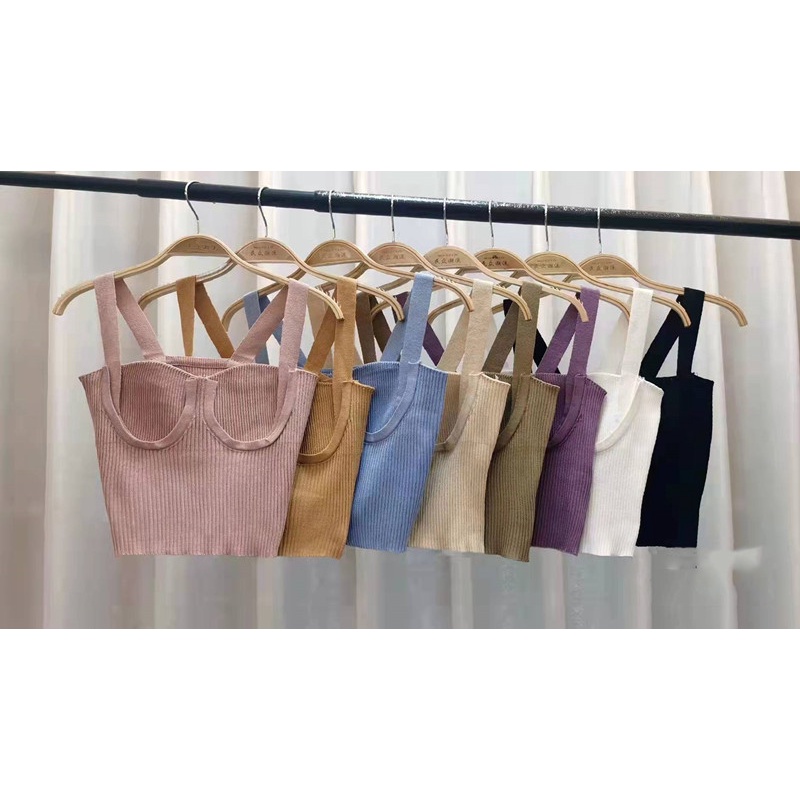 DUNEA Áo Tank Top Dệt Kim Hai Dây Dáng Ngắn Thời Trang Quyến Rũ Cho Nữ