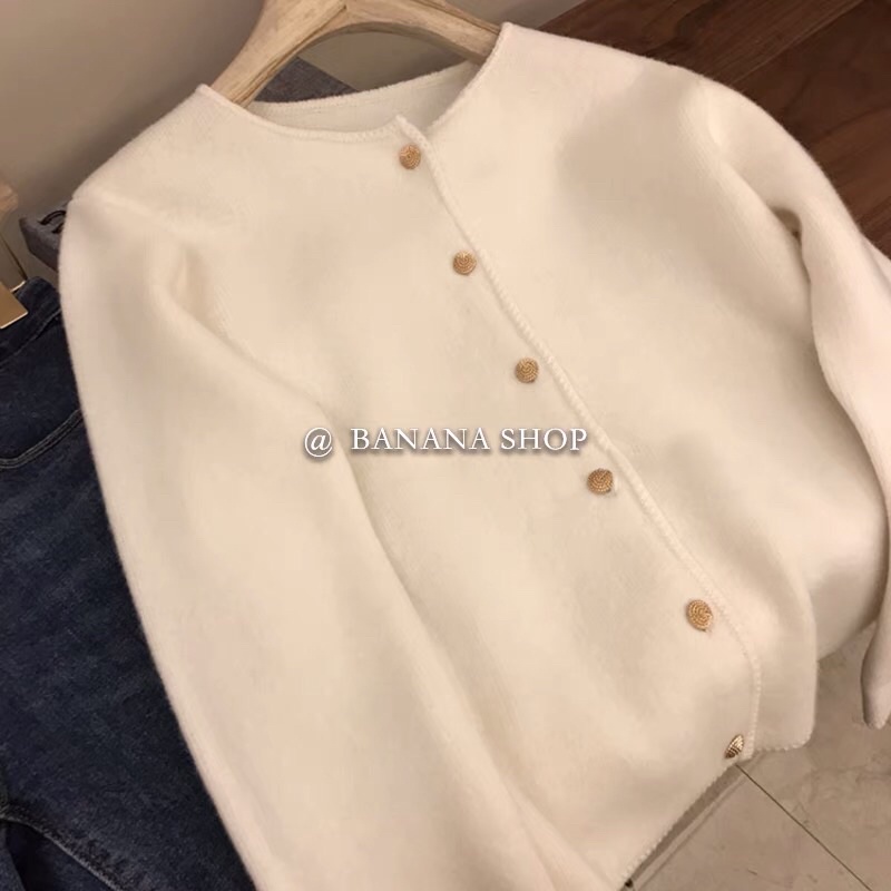 Áo cardigan len cổ tròn khoác ngoài