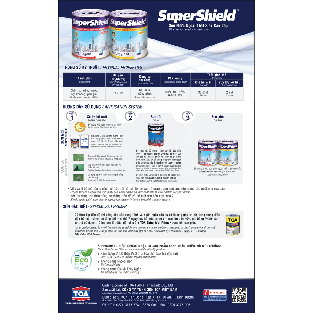 Sơn nước Chống thấm , bền màu Toa Super Shield 4 L