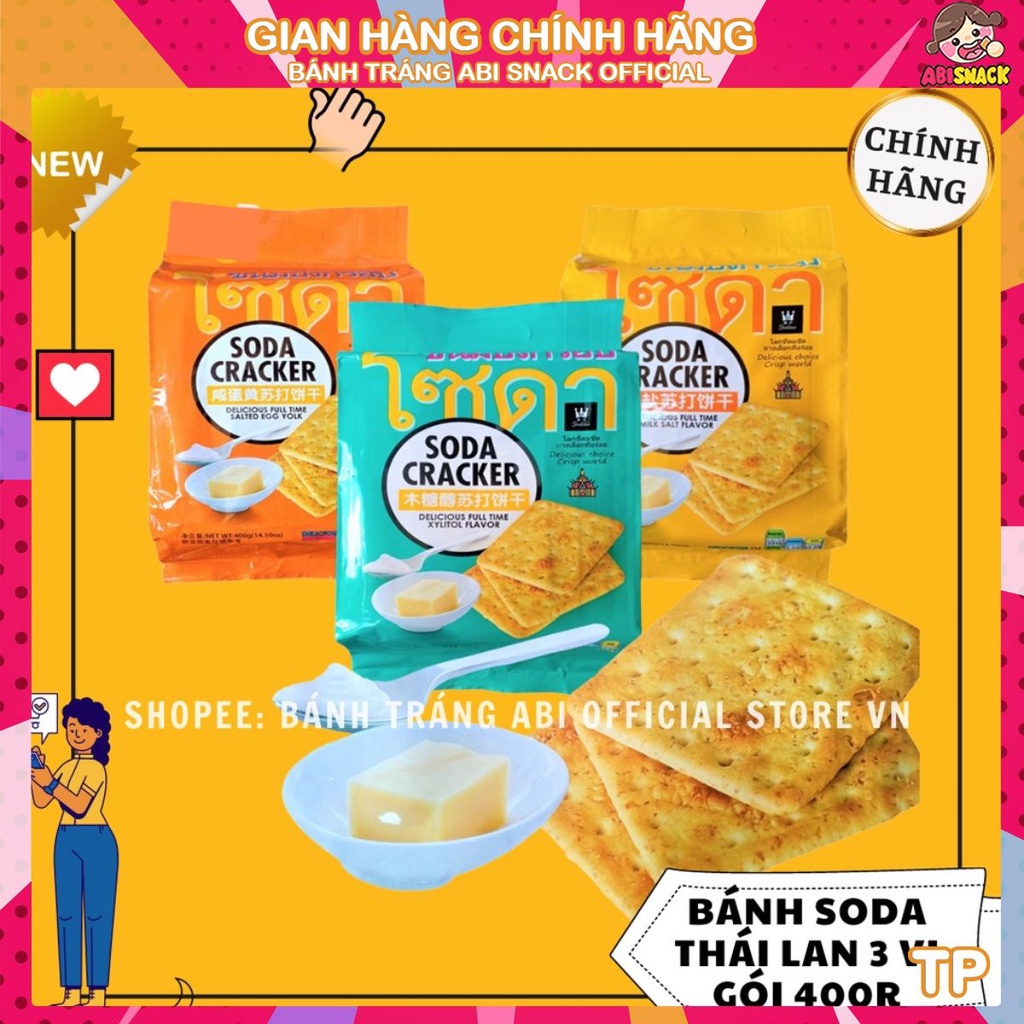 BÁNH QUY SODA CRACKER ĂN KIÊNG THÁI LAN 3 VỊ GÓI 400G