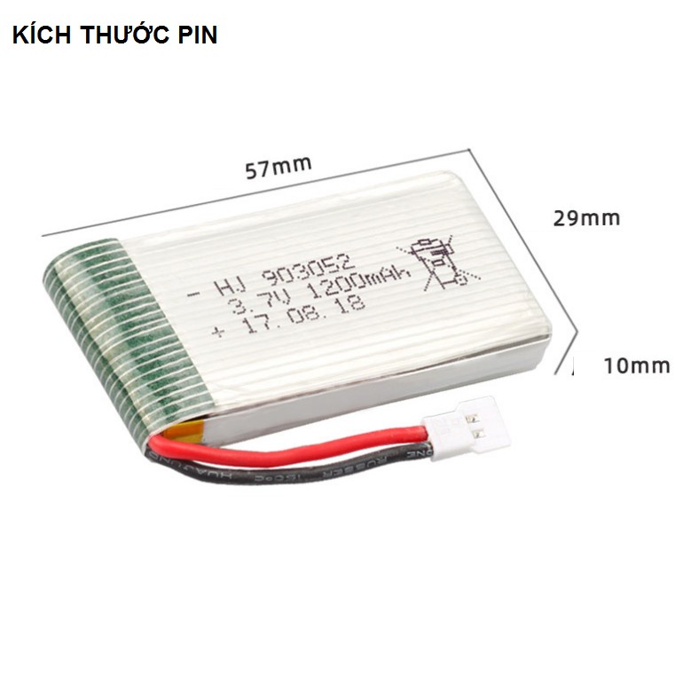 Pin sạc 3.7v dung lượng cao 1200mah dùng cho flycam máy bay điều khiển từ xa cổng nối XH2.54