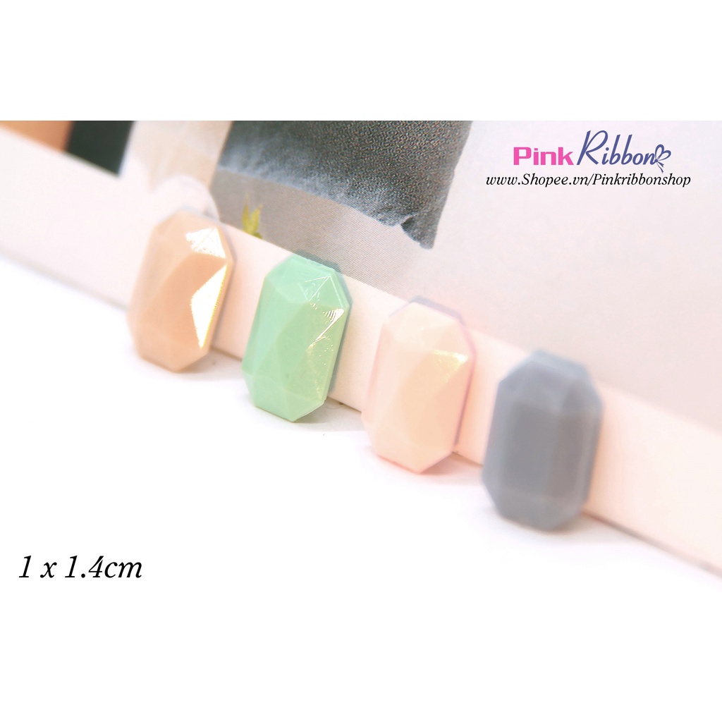 SET 10 HẠT - Charm nhựa màu mài giác giả đá KT 1 x 1.4cm