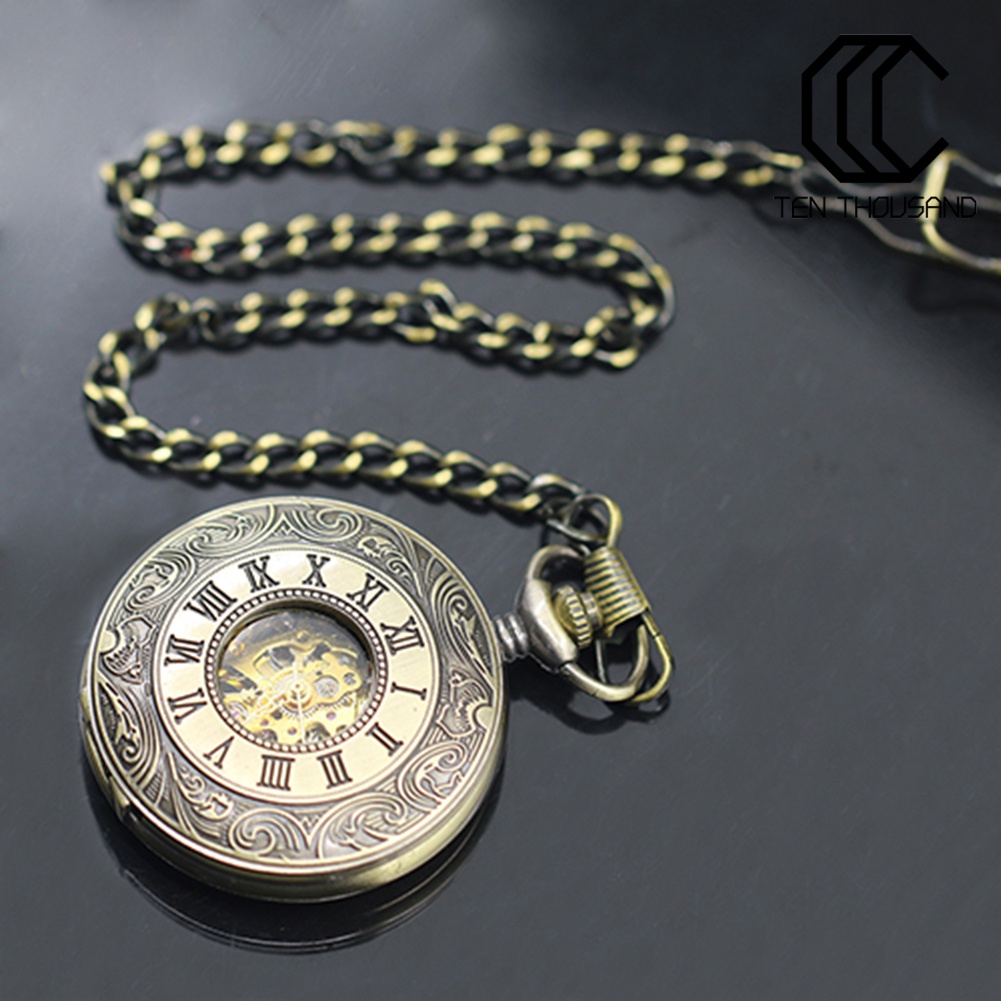 T~☑Đồng Hồ Cơ Bỏ Túi Khắc Chữ La Mã Phong Cách Vintage