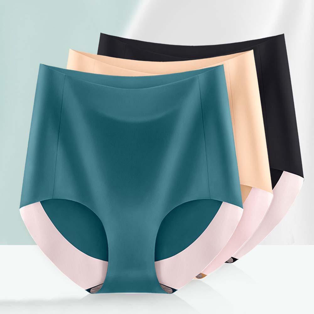 Quần Lót Cotton Lụa Lạnh Không Đường May Lưng Cao Màu Sắc Trơn Thoáng Khí Kháng Khuẩn Cho Nữ | BigBuy360 - bigbuy360.vn
