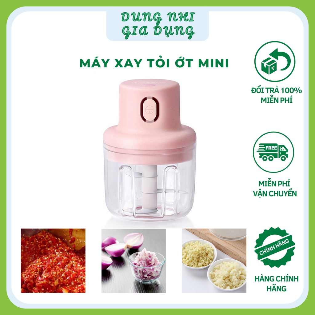 Máy xay mini cầm tay không dây Máy xay tỏi ớt tích hợp 3 lưỡi dao dung tích 250ml công suất 45W BH 1 đổi 1