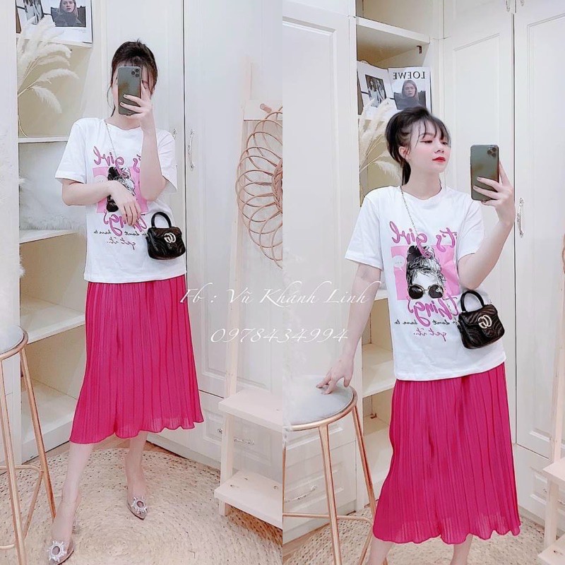 SET ÁO PHÔNG HÌNH MIX CHÂN VÁY XẾP LY DÁNG DÀI | BigBuy360 - bigbuy360.vn