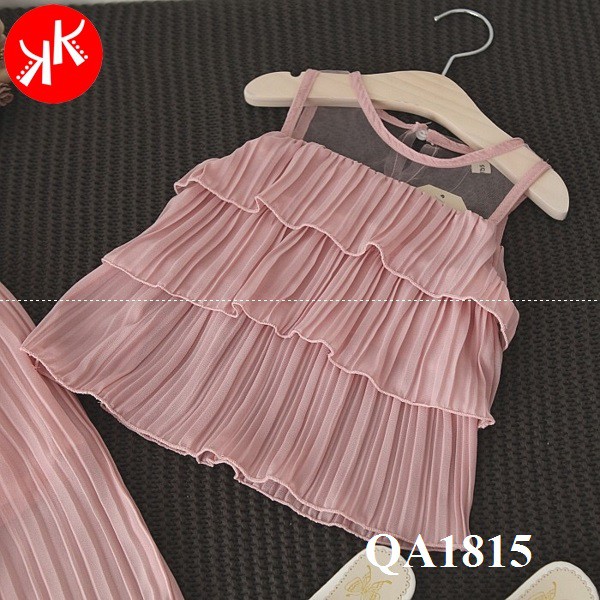 Shop online Set quần áo cộc tay pha ren chất siêu mát siêu nhẹ màu hồng phấn xinh yêu cho bé gái