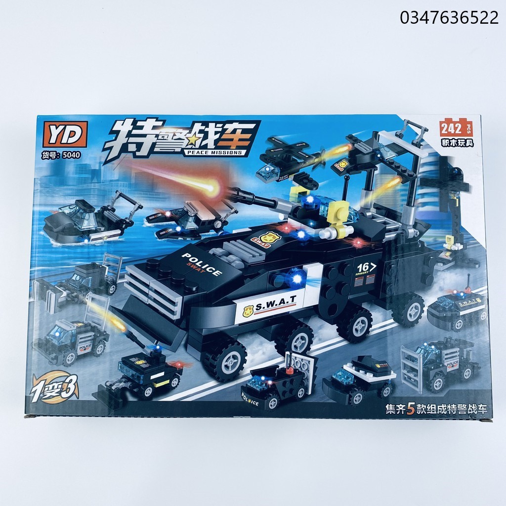 [242 CHI TIẾT] ĐỒ CHƠI XẾP HÌNH LEGO OTO SWAT, LEGO Cảnh Sát, LEGO ROBOT, LEGO TRỰC THĂNG, Máy Bay