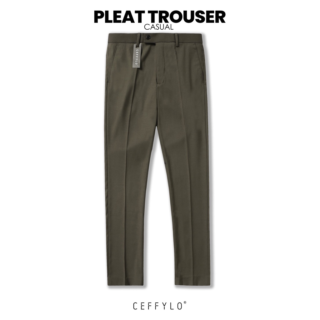 Quần Âu Nam Trơn Basic Màu Nâu, dáng ôm Công Sở, Chất Liệu Cotton Cao Cấp - CEFFYLO
