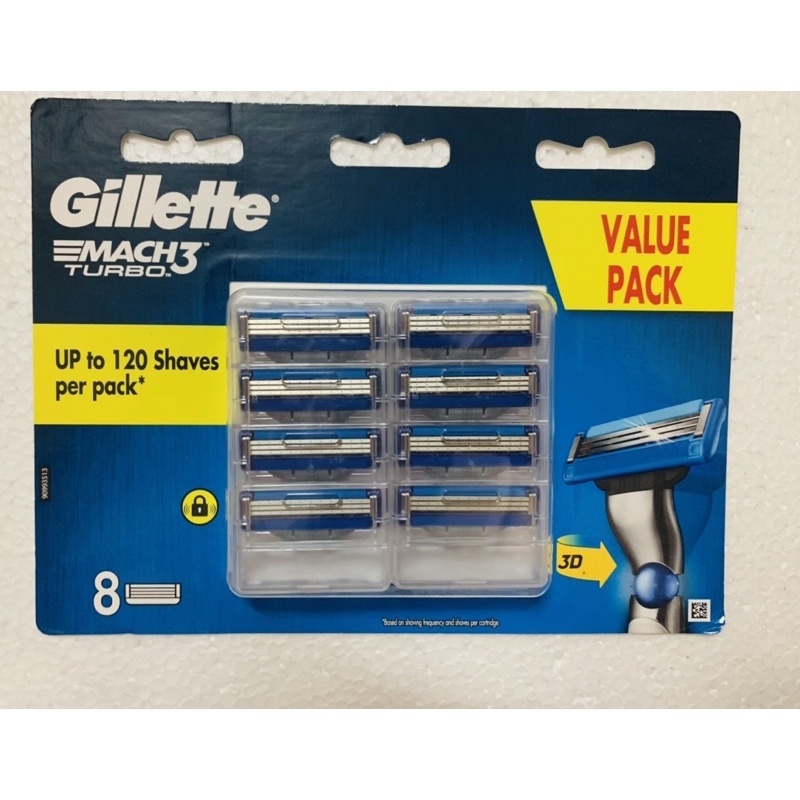 Hộp lưỡi dao cạo râu Gillette Mach3/ Sensitive/ Turbo 3D (Đầu cạo 3 lưỡi kép)