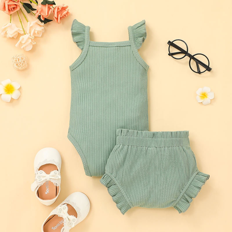 Combo bộ đồ bé gái 0-18 tháng bông Sát Nách bodysuit liền thân hoa quần đùi set mùa hè thời trang cho bé trẻ em sơ sinh