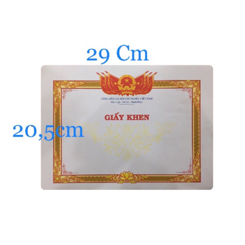 Giấy khen A4 Kích Thước 20,5x29Cm