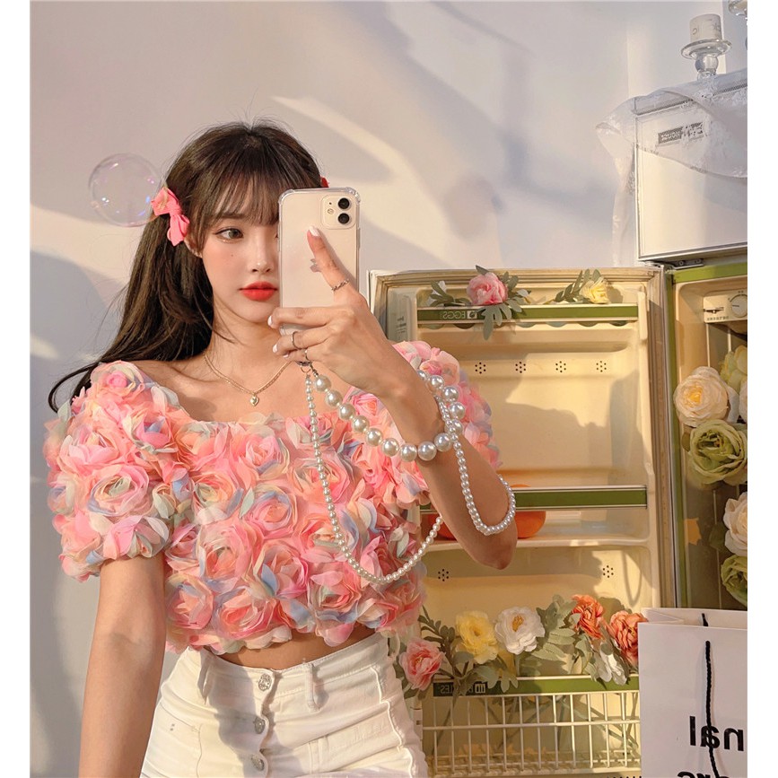Áo croptop hoa hồng ulzzang  050521