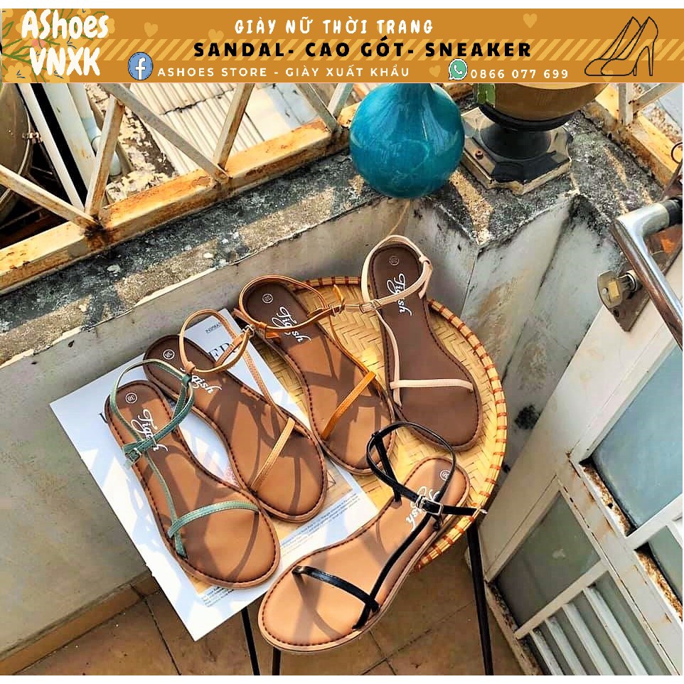Giày sandal nữ đế bệt quai mảnh | AShoes VNXK