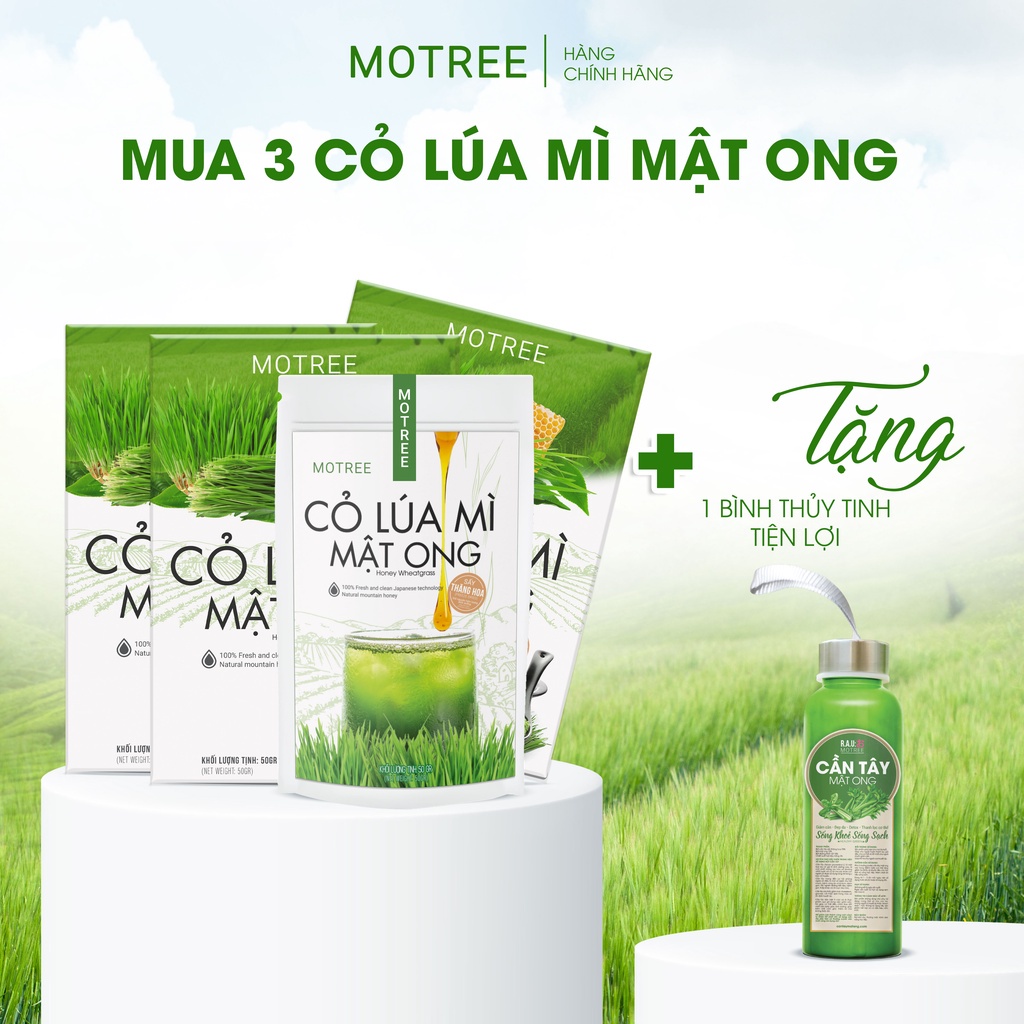 [Mã BMLTA50 giảm 10% đơn 99K] Bột cỏ lúa mì mật ong MOTREEE sấy thăng hoa công nghệ Nhật Bản hộp 54gr