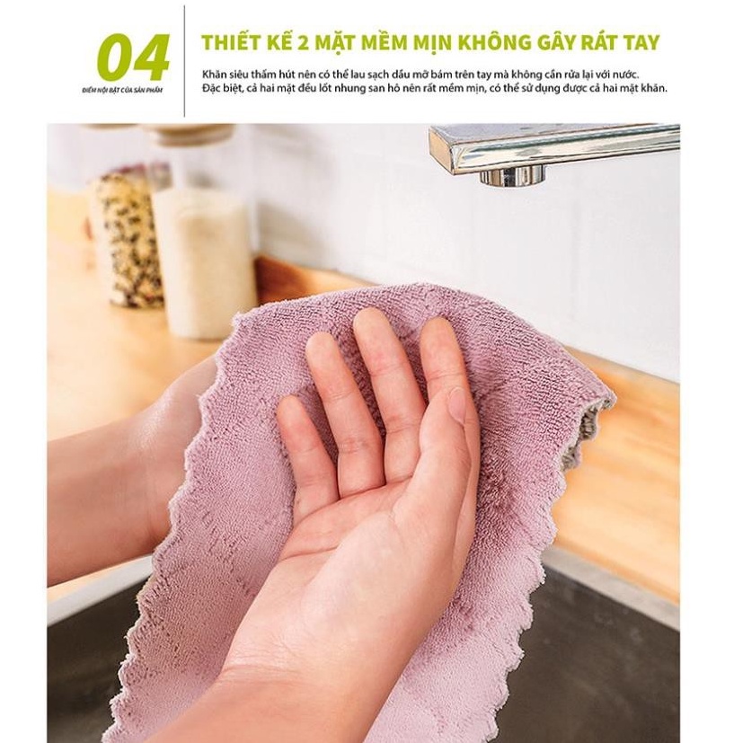 Khăn Lau 2 Mặt Đa Năng Siêu Thấm Nước, Khăn Lau Mẫu Mới Siêu Thấm Hút Mềm Mịn Vải Không Xù - MEGAMART
