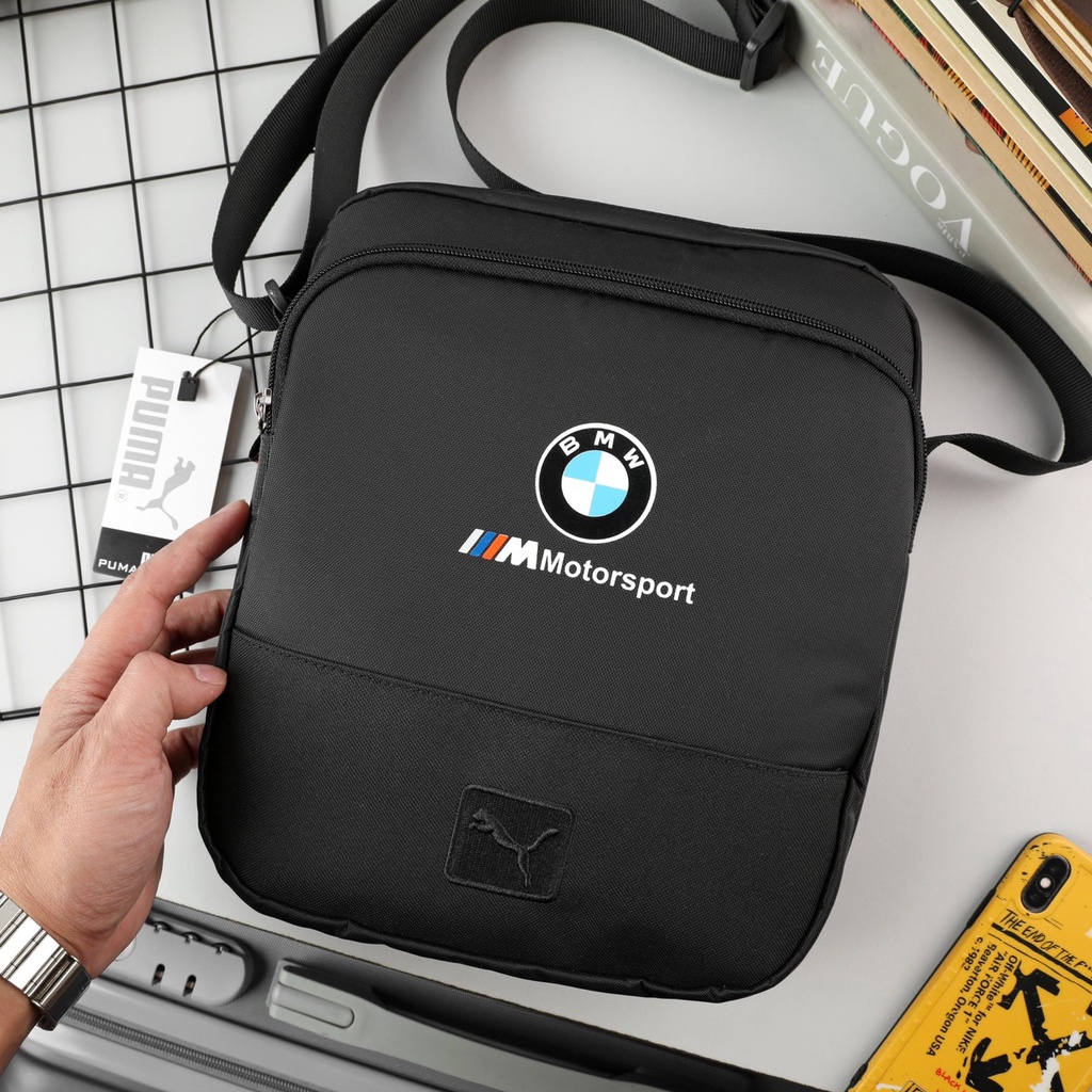 Túi Đeo Chéo Nam PUMA BMW M Motorsport Portable 766680 Puma Black 01 logo puma thêu sang trọng Sportive