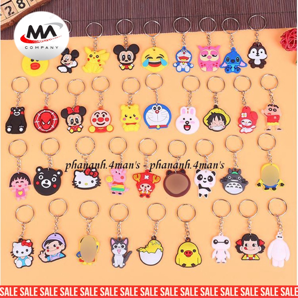 Móc khóa cute cao su silicon hình thú, móc khoá đôi cute hình hoạt hình đủ mẫu shop tuyển sỉ
