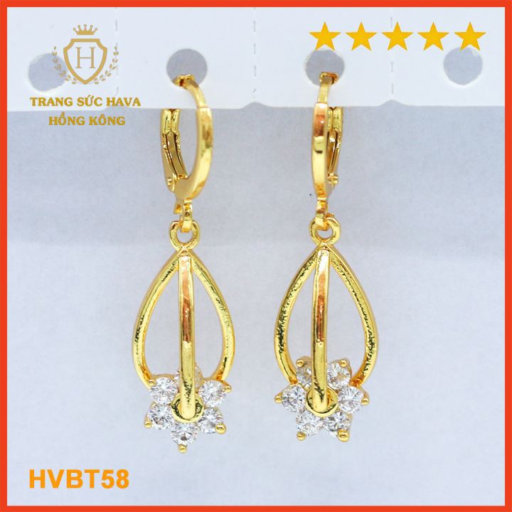 Bông Tai Nữ Titan Xi Mạ Vàng Non 24k Cao Cấp, Khuyên Tai Nữ Phong Cách Thời Trang Cá Tính Trẻ Trung - HVBT58