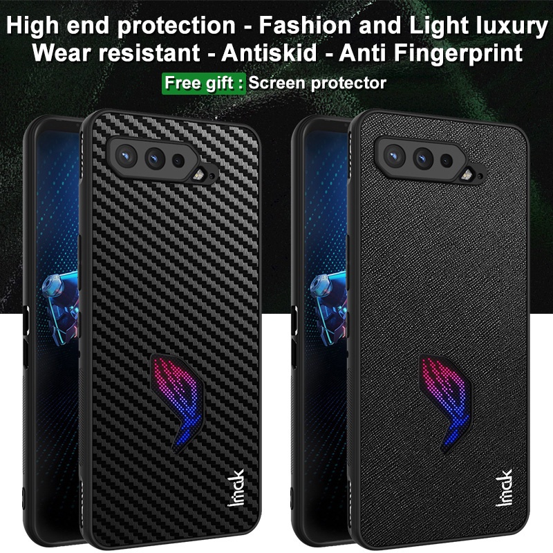 Ốp điện thoại da PU PC cứng sợi carbon sang trọng cho Asus Rog Phone 5 Zs673Ks Rog Phone5 I005Da I005Db