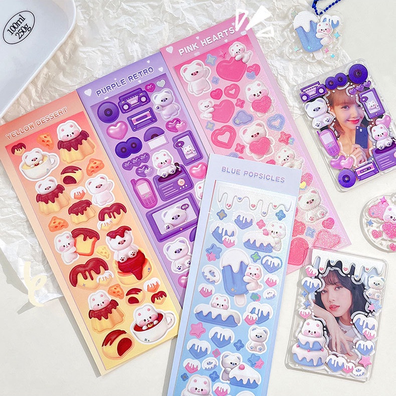 1 Sticker Dán Trang Trí Hình Gấu Thỏ
