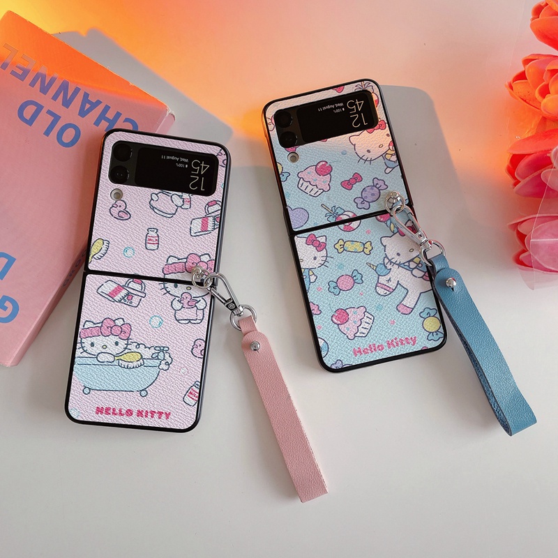 Bao Da Điện Thoại Chống Sốc Họa Tiết Vỏ Quả Vải Có Dây Đeo Cho Samsung Galaxy Z Flip 3 Samsung Z Flip3 5G