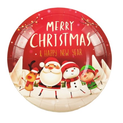 (Hàng sẵn giao ngay)Combo 10 cái ly,dĩa giấy Noel