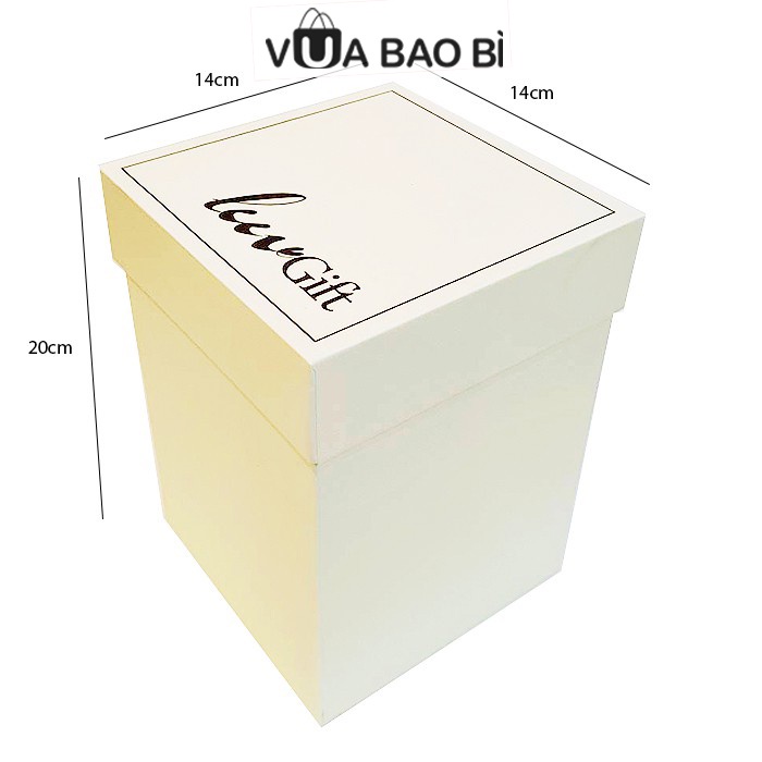 Hộp đựng quà 20/10, sinh nhật, tốt nghiệp màu trắng sữa-Vua Bao Bì, hộp cứng Luvgift kèm túi quà và rơm lót