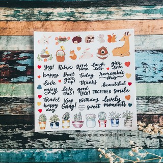 Set 56 sticker dán sổ dạng chữ và hình dễ thương