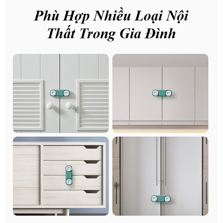 [Mã INCUBACK1416 hoàn 20K xu đơn 50K] Thanh Chắn Khóa Cửa Tủ, Hộc Tủ, Ngăn Kéo (Set 2 Cái) - KUB