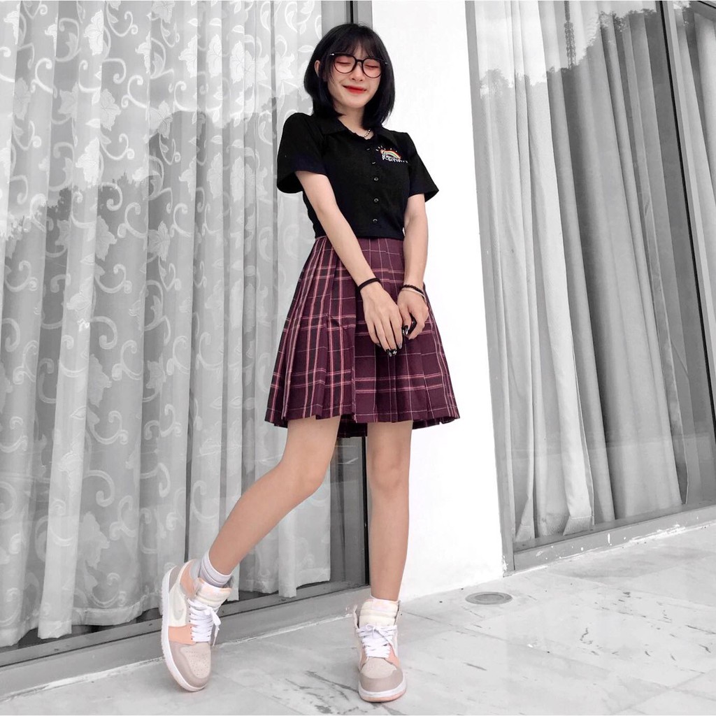 Chân Váy Caro Xếp Ly Dáng Xòe Ulzzang 1HIT_UNISEX (Ảnh Thật)